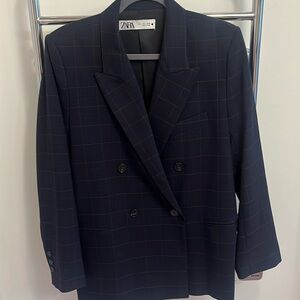 Zara navy double breasted blazer